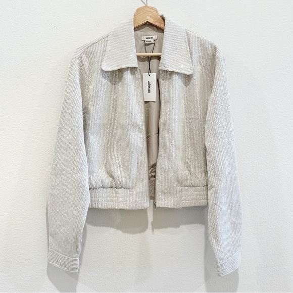 Jason Wu Sequin CroppedZip Front Bomber JacketSize M